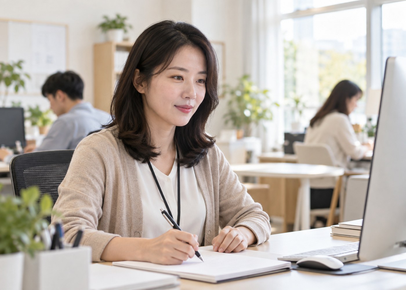 사무실에서 근무하는 모습